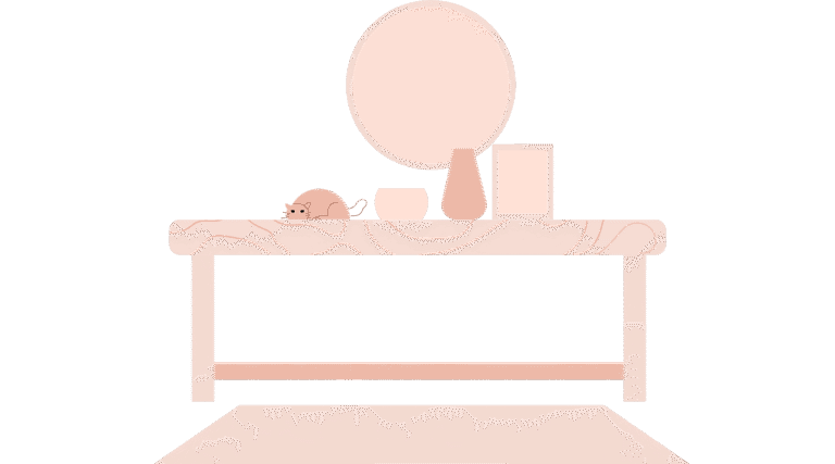 Yoga studio background table with mirror